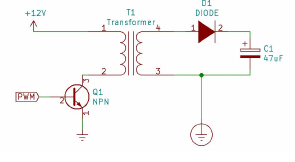 the flyback converter used to charge the capacitor.